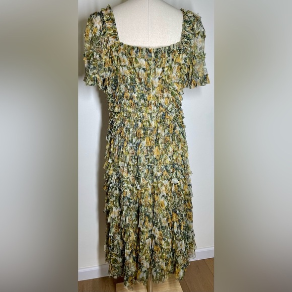 Mac Duggal 8232 | Square Neck Short Sleeve Micro Ruffle Dress | Women’s 14 - Picture 5 of 6